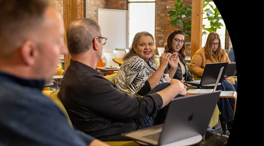 Team members collaborating during a workshop.