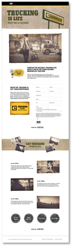 Caterpillar Thanks Truck Drivers Webpage