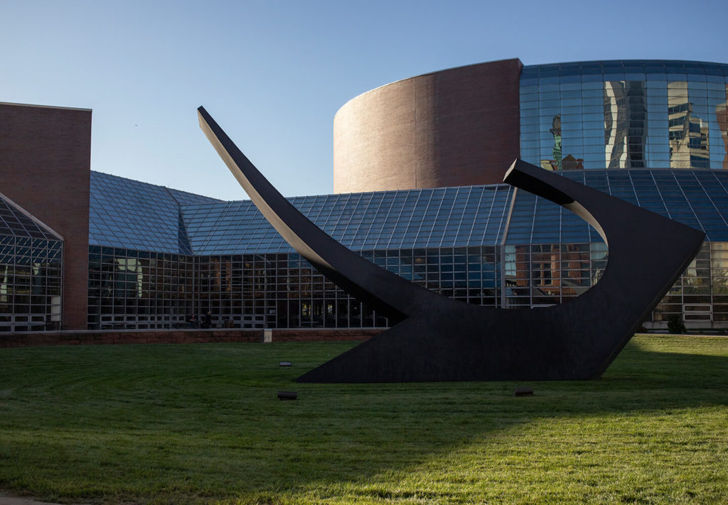 statue outside peoria civic center