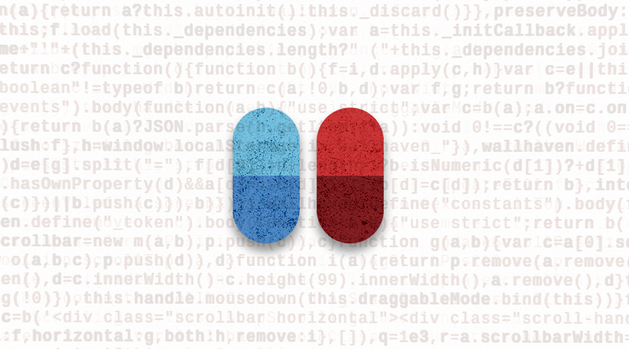 red and blue capsule pills
