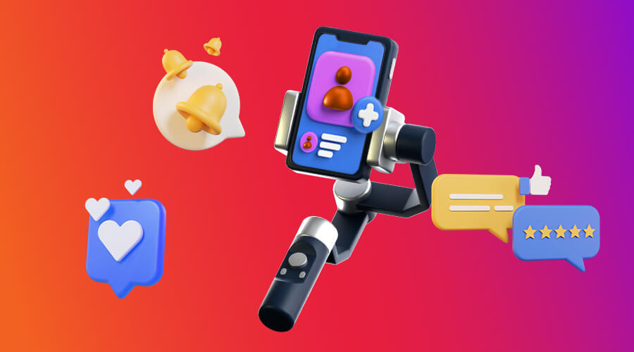 Smartphone displaying social media reactions and engagement icons.