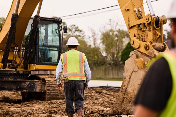 excavator at work site