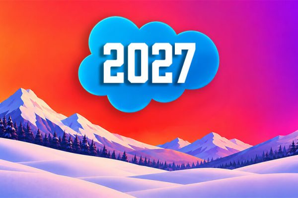 2027 graphic over a colorful snowy mountain landscape.
